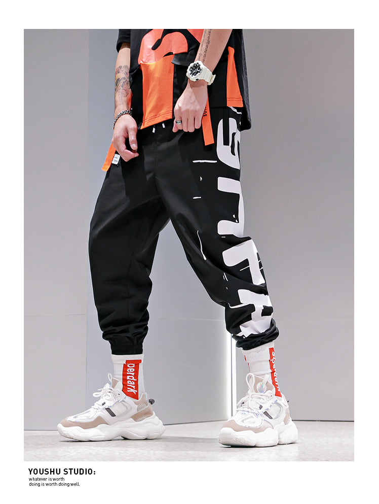 Casual Pants Men's Thin Printed Cropped Pants Harem Pants Sports Jogger Pants