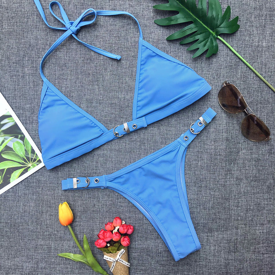 Swimwear 2022/2023 Adjust Swimming Suit for Women Bikinis Sexy Solid Swimsuit Female Black Thong Bikini Set Brazilian Bathing Suits