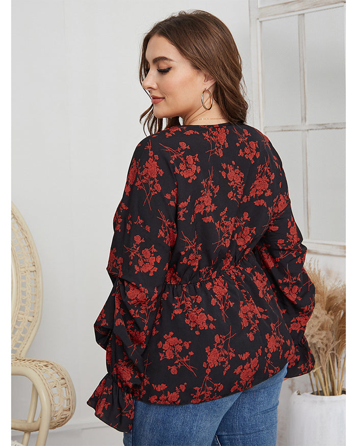 Women Plussize Vneck Shirt Shirts Spring Top