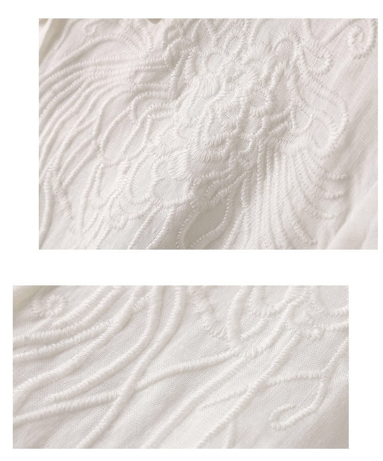 Korean Style Large Size Embroidered Flower Shirt Loose Shirt Blouse Women