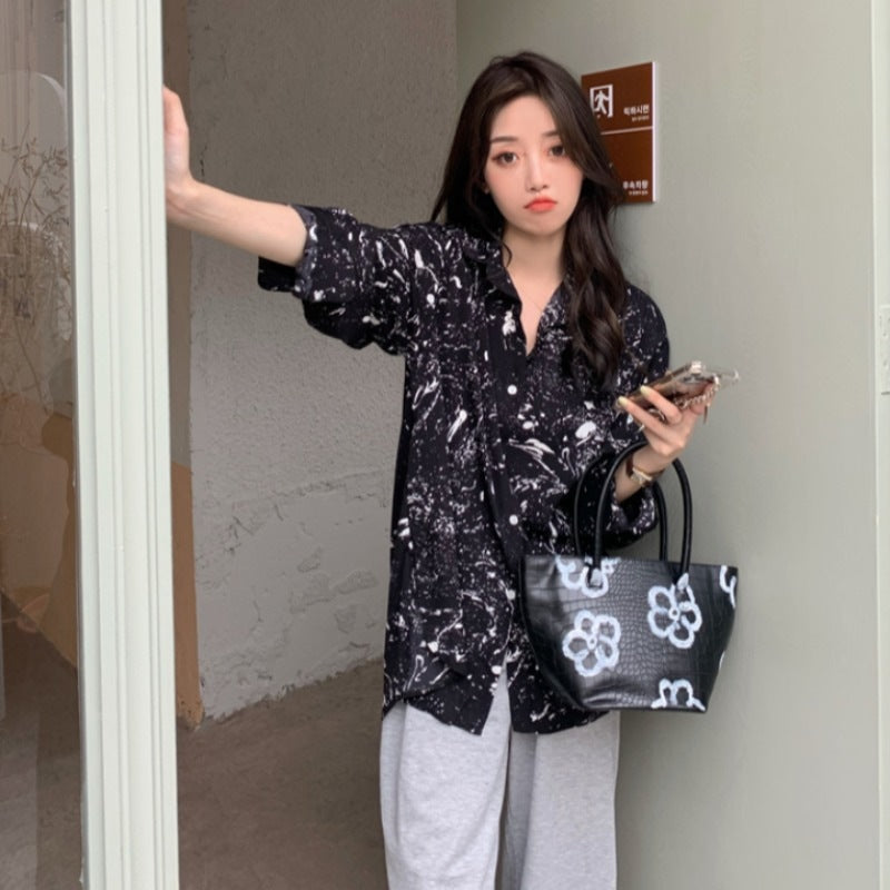 Ink Printing And Sweet Shirt Design Sense Blouse Women