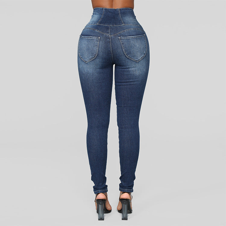 European And American Women's High Waist Slim Jeans Women