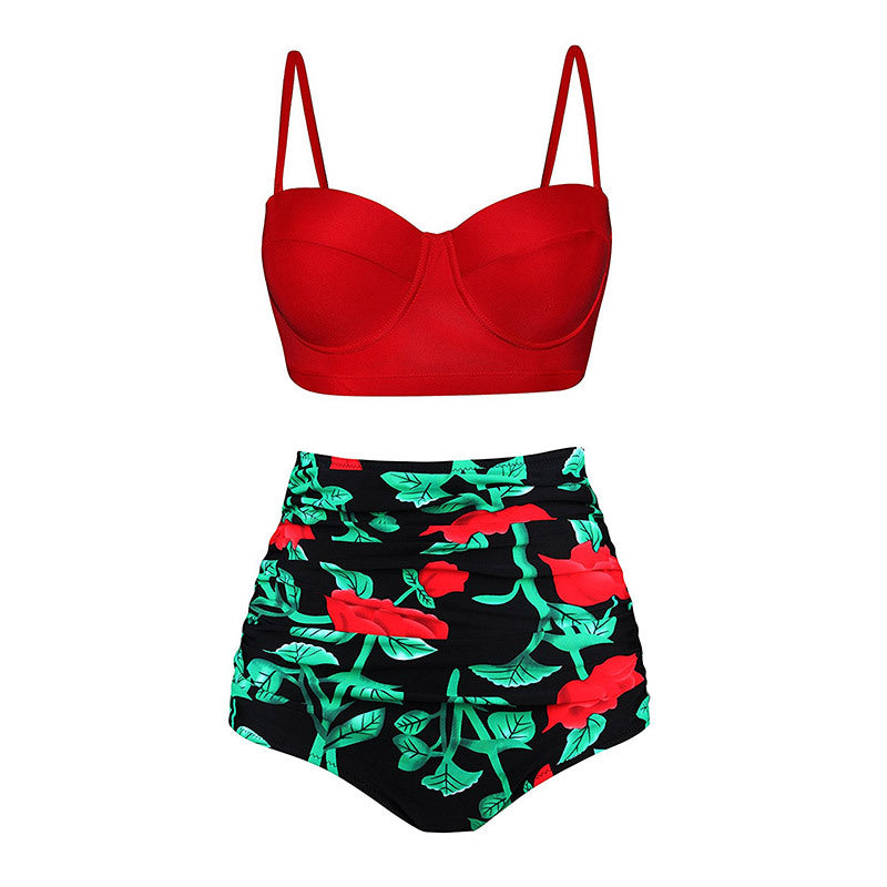 2022/2023 High Waist Bikinis Women Swimsuit Plus Size Swimwear Bathing Suits Retro Floral Push Up Bikini Set Beach Wear Biquini