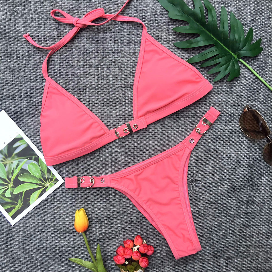 Swimwear 2022/2023 Adjust Swimming Suit for Women Bikinis Sexy Solid Swimsuit Female Black Thong Bikini Set Brazilian Bathing Suits