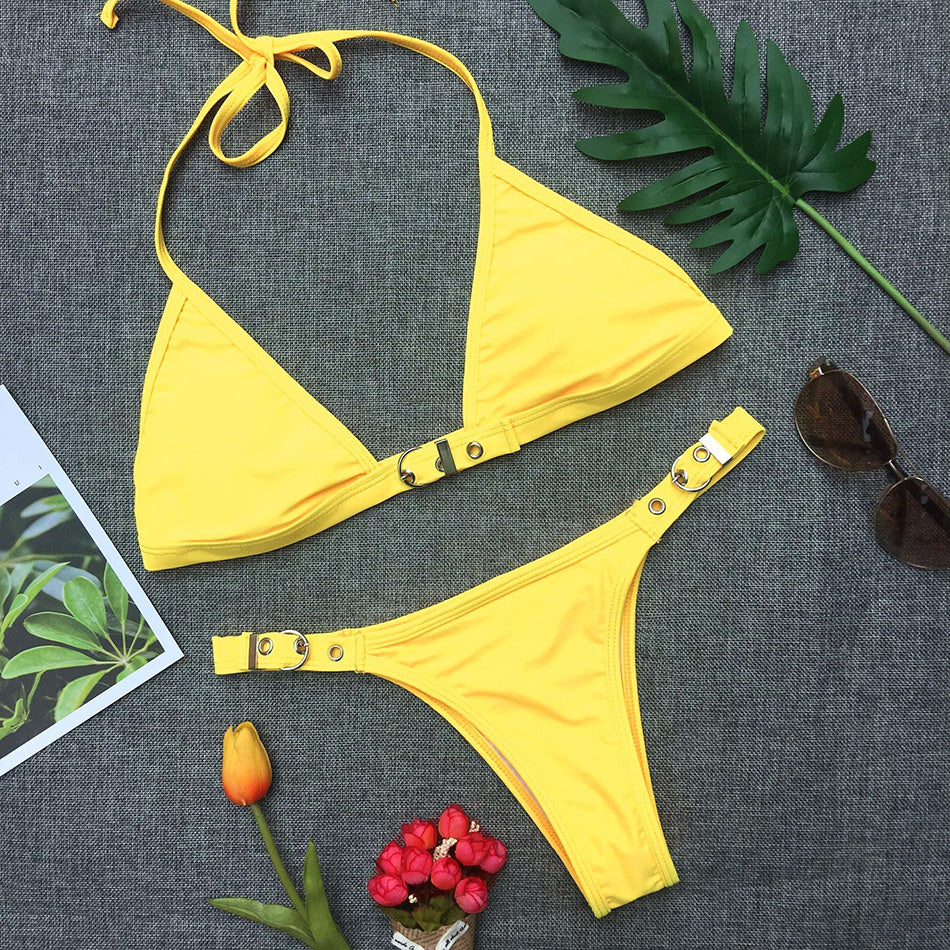 Swimwear 2022/2023 Adjust Swimming Suit for Women Bikinis Sexy Solid Swimsuit Female Black Thong Bikini Set Brazilian Bathing Suits