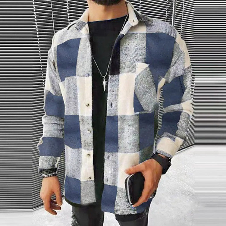 Casual Stand Collar Pocket Shirt Men
