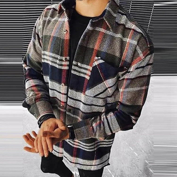 Casual Stand Collar Pocket Shirt Men