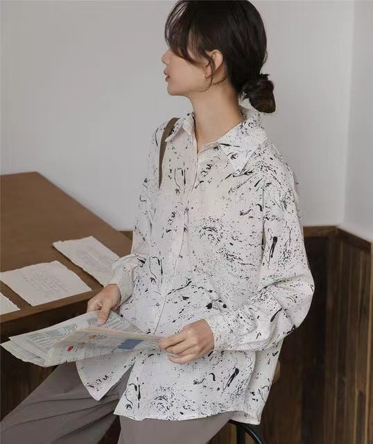 Ink Printing And Sweet Shirt Design Sense Blouse Women