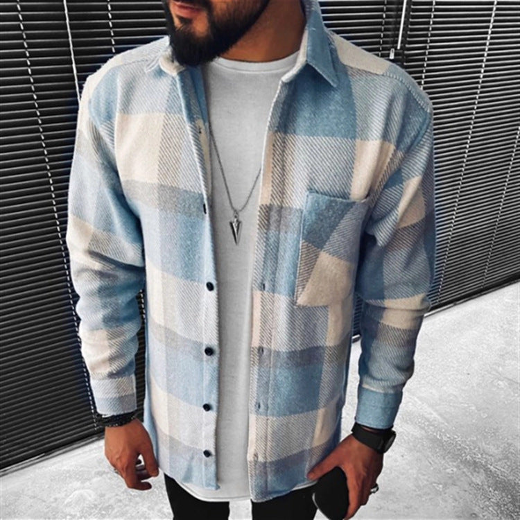 Casual Stand Collar Pocket Shirt Men