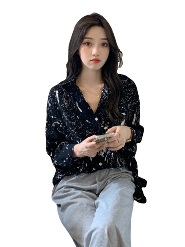 Ink Printing And Sweet Shirt Design Sense Blouse Women