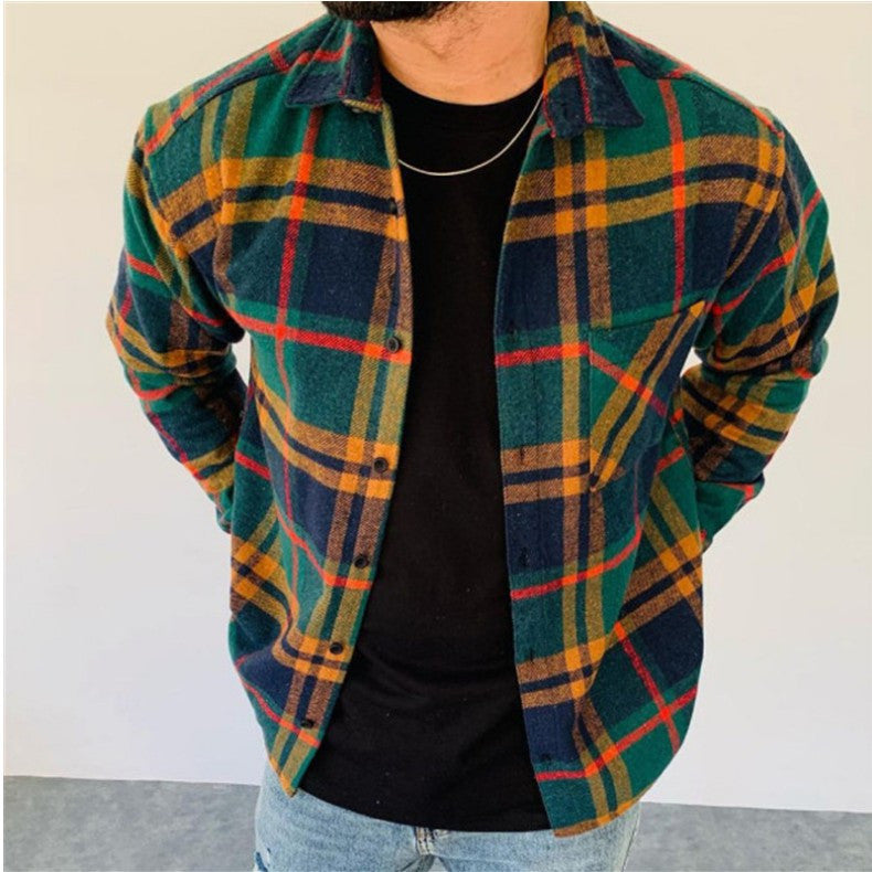 Casual Stand Collar Pocket Shirt Men
