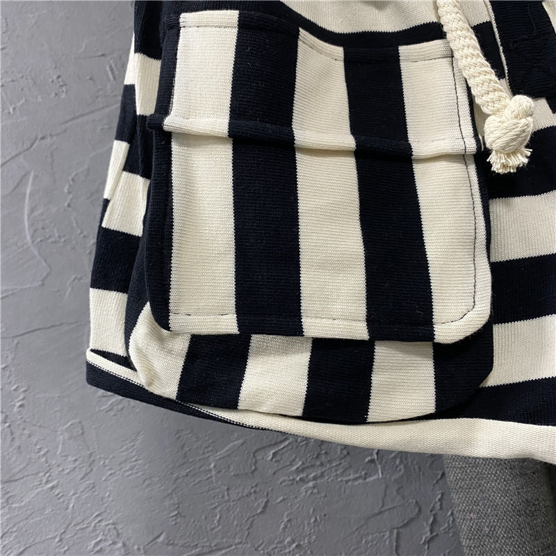 Striped Casual Cargo Shorts Women Hot Pants