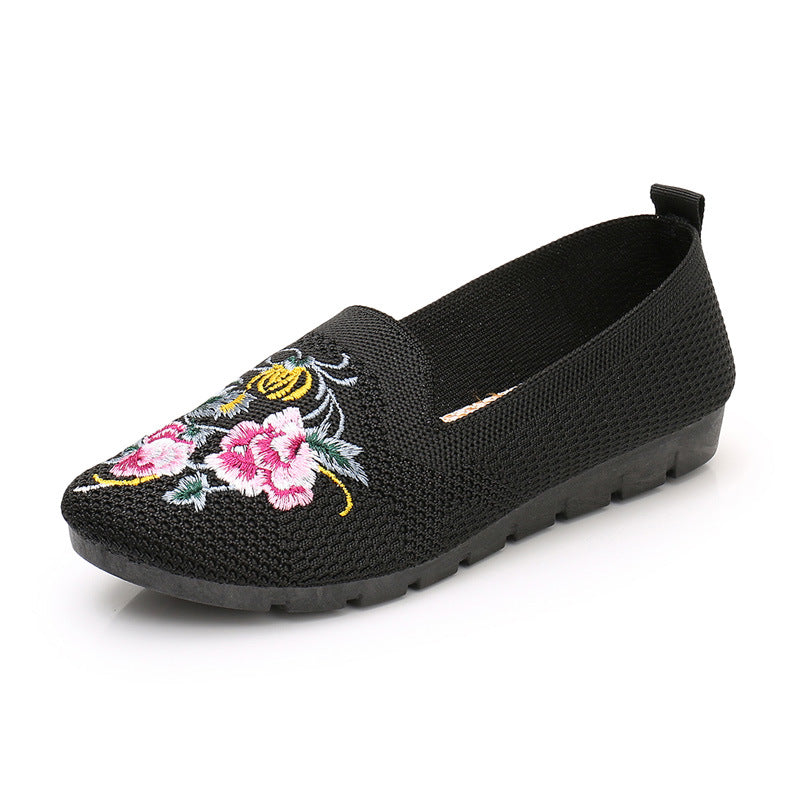 Cloth Shoes Women Embroidered Shoes Flying Woven Breathable Mesh Shoes