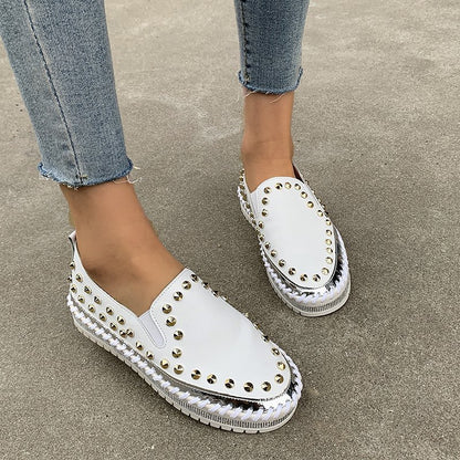 Fashion Rivet Shoes Flat Sneakers Women