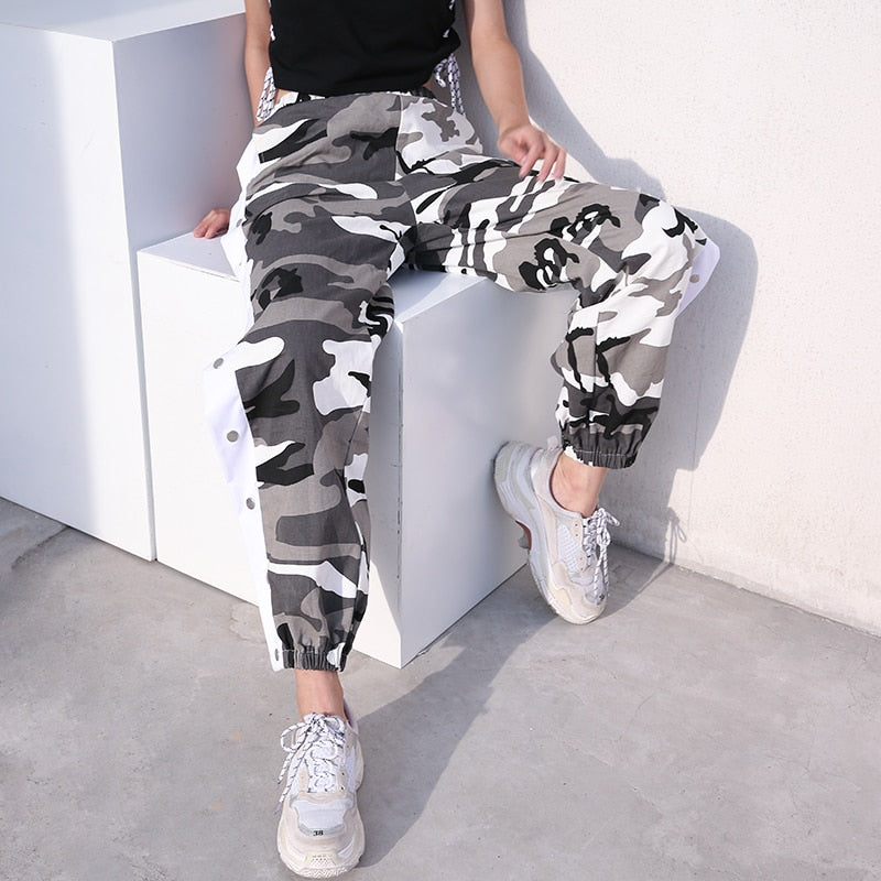 CAMO JOGGER BUTTON UP PANTS