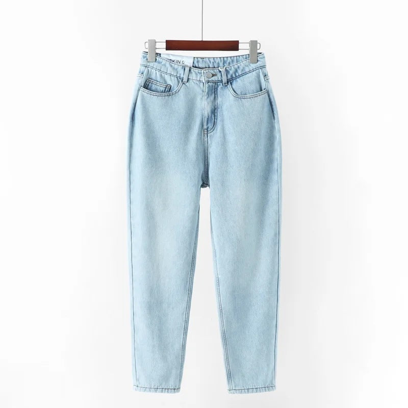 Thin straight leg jeans women trousers old pants