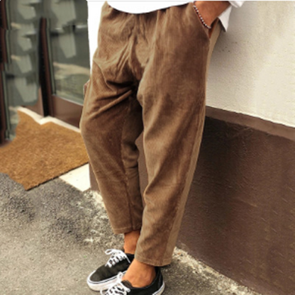 Winter Men Corduroy Pants Streetwear Joggers Solid