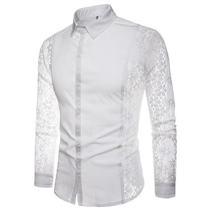 Arm lace solid color shirt men