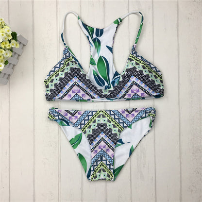 2022/2023 Sexy Brazilian Bikinis Women Swimsuit Double-sided printing Swimwear Green Brazilian Bikini Set Halter Bathing Suits