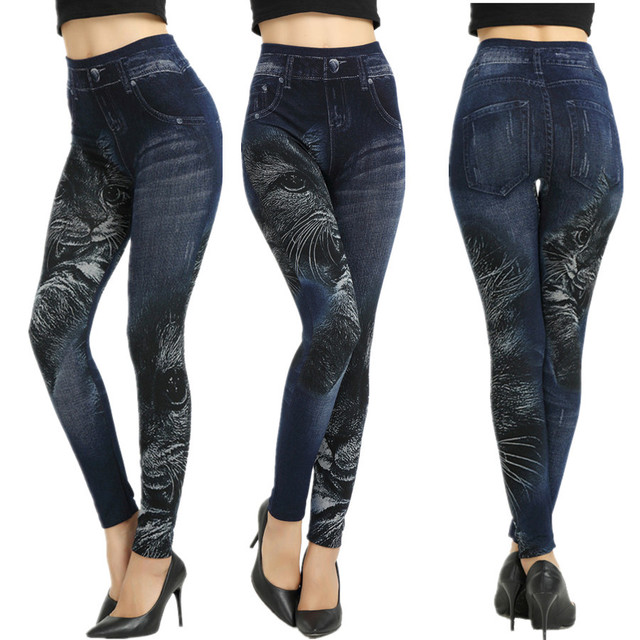 Women Leggings Plus size Faux Denim Jeans Leggings