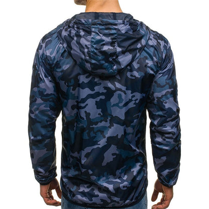 Hooded long sleeve camouflage jacket