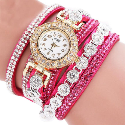 Relogio masculino Women Quartz Women PU Leather Rhinestone Watch Bracelet Watches