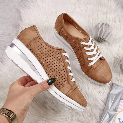 Wedge Shoes Summer Autumn Casual Canvas Sneakers Breathable Platform Sneakers Meddle Heel Pointed Toe Air Mesh Shoe