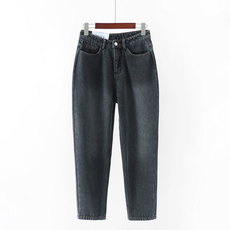 Thin straight leg jeans women trousers old pants