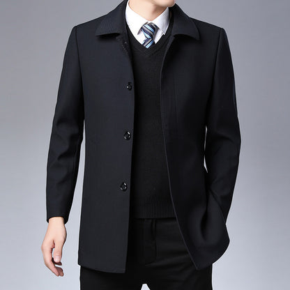 Suit collar cardigan middle-aged men trendy long-sleeved shirt