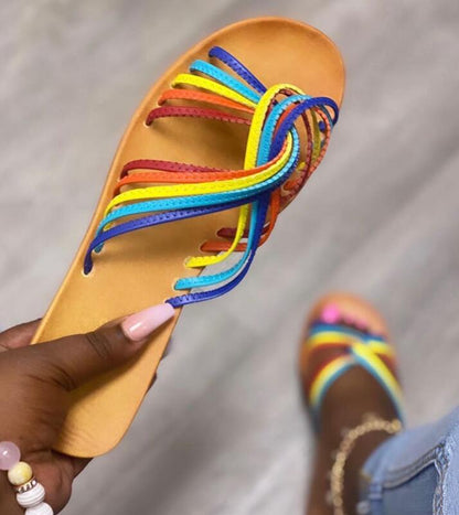 Rainbow sandals for women slippery