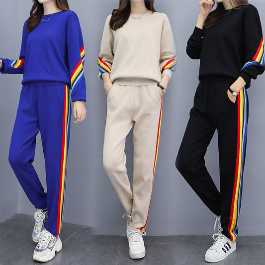 Long Sleeve Ice Silk Knitted Sportswear, Two Piece Sportswear