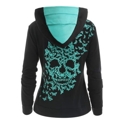 Butterflies Skull Printed Hoodies