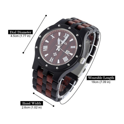 Wood Watches Men Luminous Hands Fashion Casual Auto Date Wristwatch With Wooden Male Watches