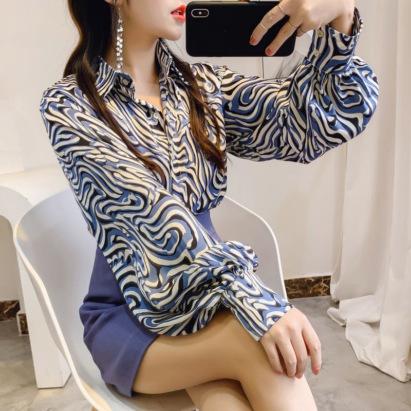 Lantern Sleeve Blouse Foreign Style Bottoming Shirt Fashion Korean Chiffon Shirt Women