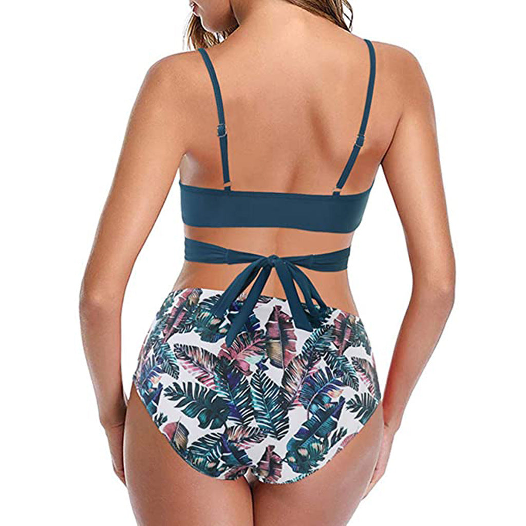 Women Sexy Soild Print Bikini Set Push Up Bathing Swimwear