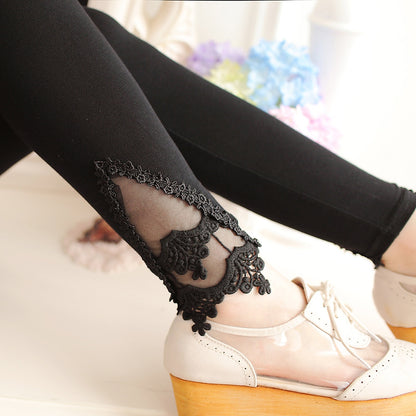 XS-7XL Leggings Women Cotton Lace Decoration Leggings 2022/2023 Leggins Plus Size Long Leggings