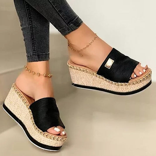 Summer Wedges Slippers Platform High Heels Women Slipper Basic Clog Wedge Slipper Flip Flop Sandals