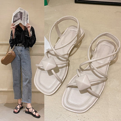 Flat Shoes Cross Straps Student Roman Beach Shoes Women