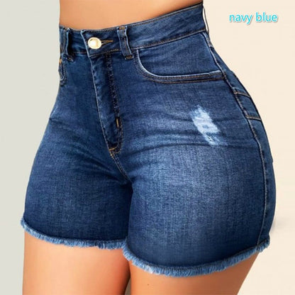 Fashion Women Summer High Waisted Denim Shorts Jeans Women Short  Femme Push Up Skinny Slim Denim Shorts