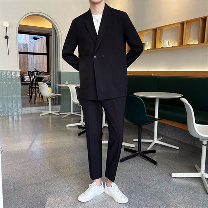 White Rascal Casual Suit Men''S Trend Loose Light Mature Suit Men''S Net Infrared Set Summer Thin