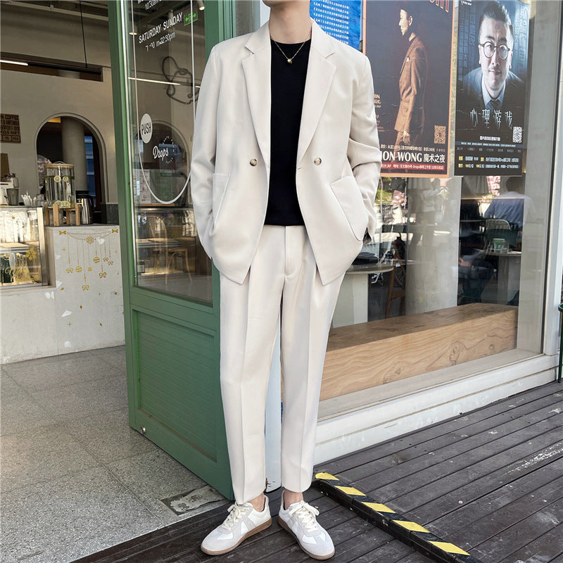 White Rascal Casual Suit Men''S Trend Loose Light Mature Suit Men''S Net Infrared Set Summer Thin