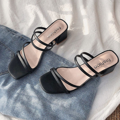 Women's Sandals And Slippers With Thick Heels