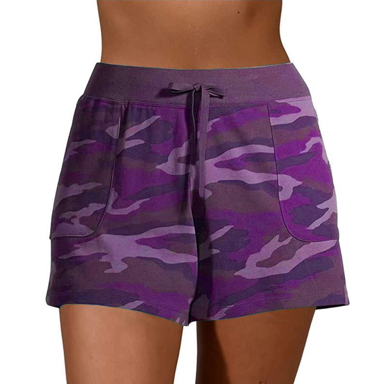 Camouflage Sports Lace-Up Casual Shorts Women