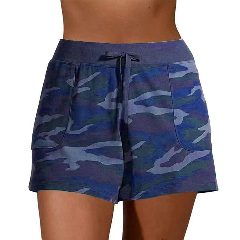 Camouflage Sports Lace-Up Casual Shorts Women