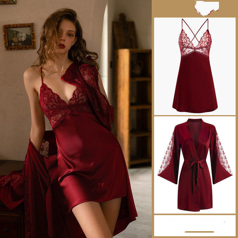 Sexy Pajamas Women Summer Ice Silk Thin Suspender Nightdress