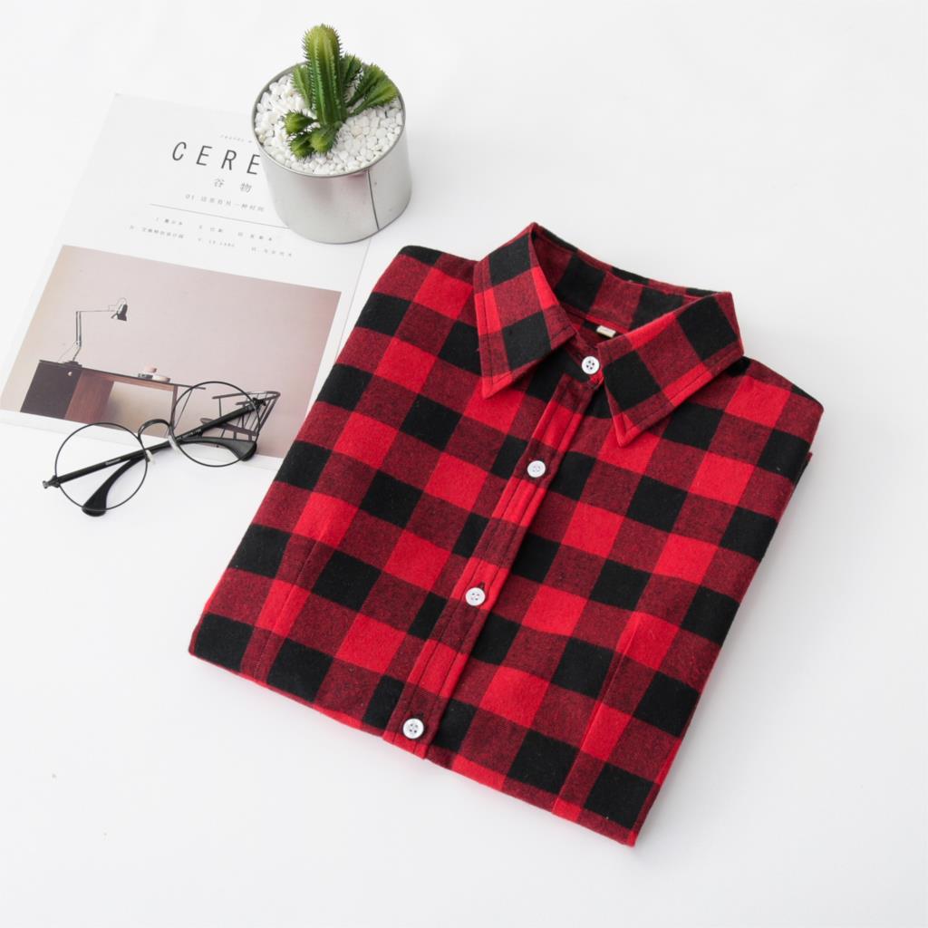 Blouse Autumn And Winter Blouse Plaid Shirt