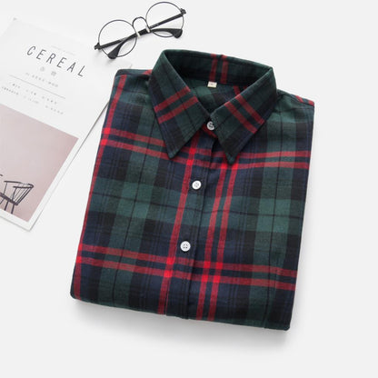 Blouse Autumn And Winter Blouse Plaid Shirt