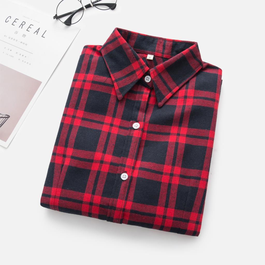 Blouse Autumn And Winter Blouse Plaid Shirt