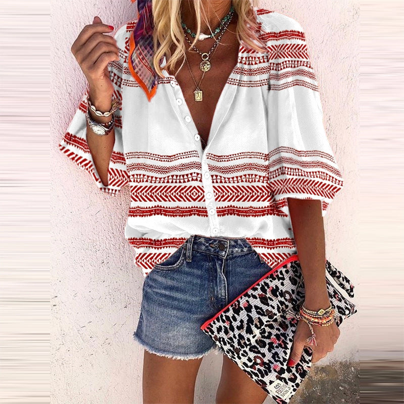 Printed trendy fashion shirt blouse