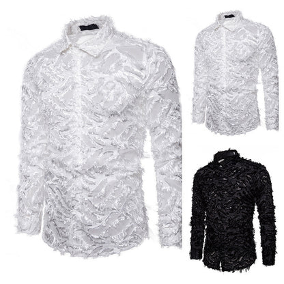 Feather tassel lapel shirt men